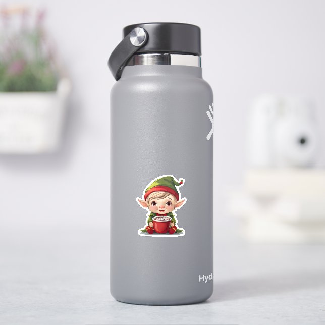Fröhlicher Elf-Kakaoaufkleber Aufkleber (HydroFlask)