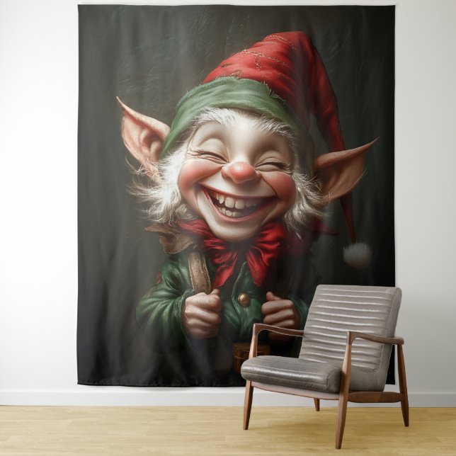 Fröhlicher Elf mit einem großen Lachen Wandteppich (Beispiel)