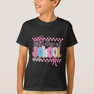Fröhlicher erster Schultag Bleistift Lehrer Kinder T-Shirt