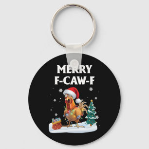 Fröhlicher F-caw-f Lustiger Hühner-Weihnachtsmann- Schlüsselanhänger
