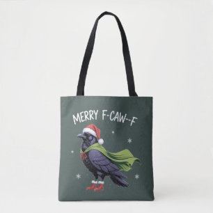 Fröhlicher F-Caw-F Rabe Lustiges Weihnachts Krähe Tasche