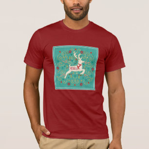 Fröhlicher Feiertags-aquamarines Ren T-Shirt