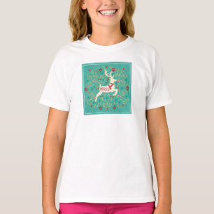 Fröhlicher Feiertags-aquamarines Ren T-Shirt