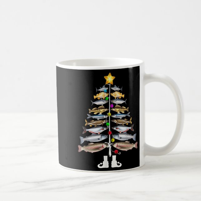 Fröhlicher Fisch-Weihnachten Weihnachtsbaum Lustig Kaffeetasse (Rechts)