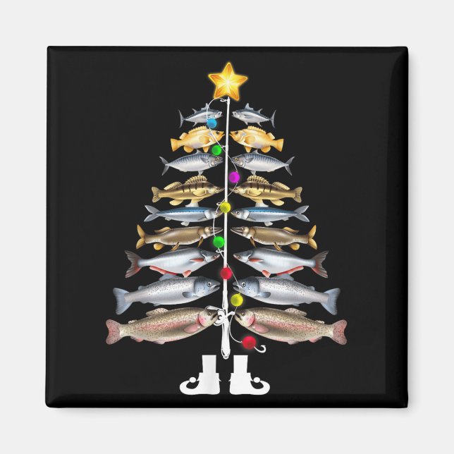 Fröhlicher Fisch-Weihnachten Weihnachtsbaum Lustig Magnet (Vorne)