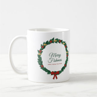 Fröhlicher Fishmas-Fisch-Weihnachtsbecher, Stechpa Kaffeetasse