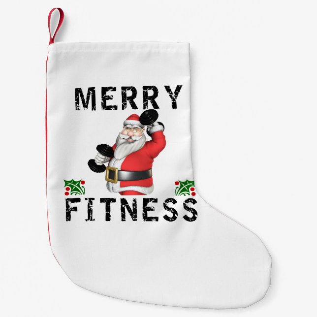 Fröhlicher Fitnessweightlifting-Sankt-Strumpf Kleiner Weihnachtsstrumpf (Vorderseite)