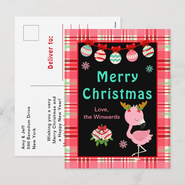 Fröhlicher Flamingo Frohe Weihnachten (Vorne/Hinten)