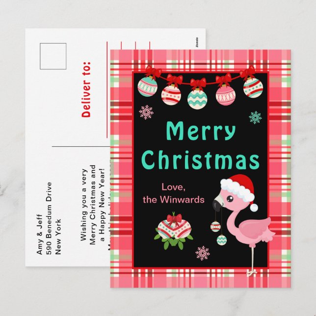 Fröhlicher Flamingo Frohe Weihnachten (Vorne/Hinten)