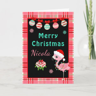Fröhlicher Flamingo Frohe Weihnachten mit Namen