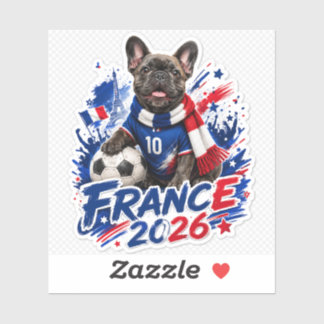 Fröhlicher Französische Bulldogge Fußball Fan Aufk Aufkleber