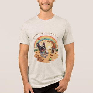 Fröhlicher Französische Bulldogge & Kaffeeklatsch Tri-Blend Shirt