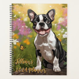 Fröhlicher französischer Bulldog für jedes Abenteu Planer