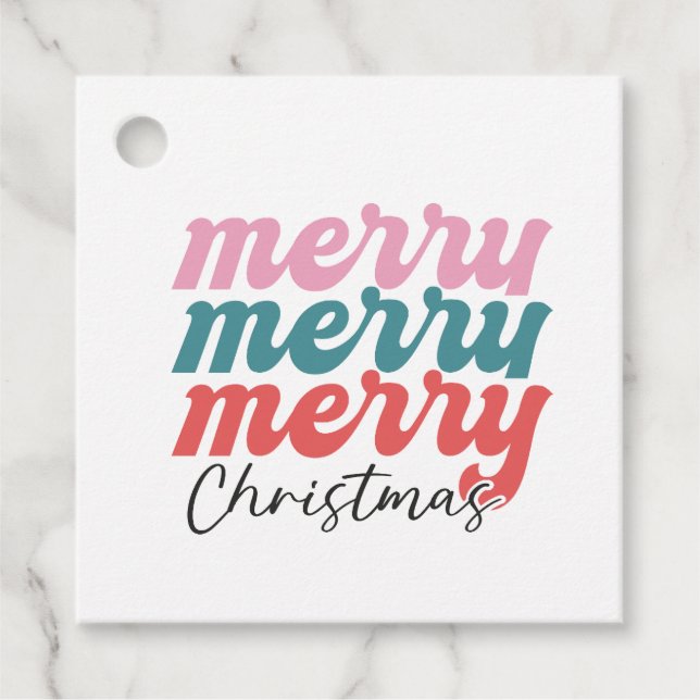 fröhlicher, fröhlicher Weihnachten mehrfarbiger Sc Geschenkanhänger (Vorderseite)