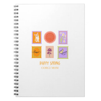 Fröhlicher Frühjahrs-Corgi-Stempel Notizblock