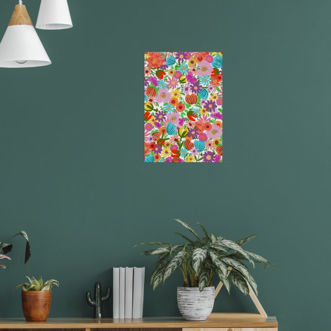 Fröhlicher Gartenblüten Poster (Wohnzimmer 1)