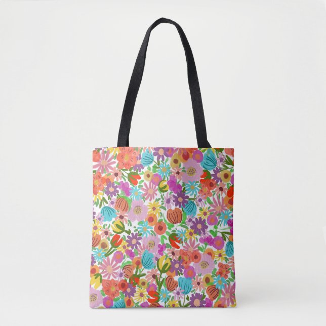 Fröhlicher Gartenblüten Tasche (Vorderseite)