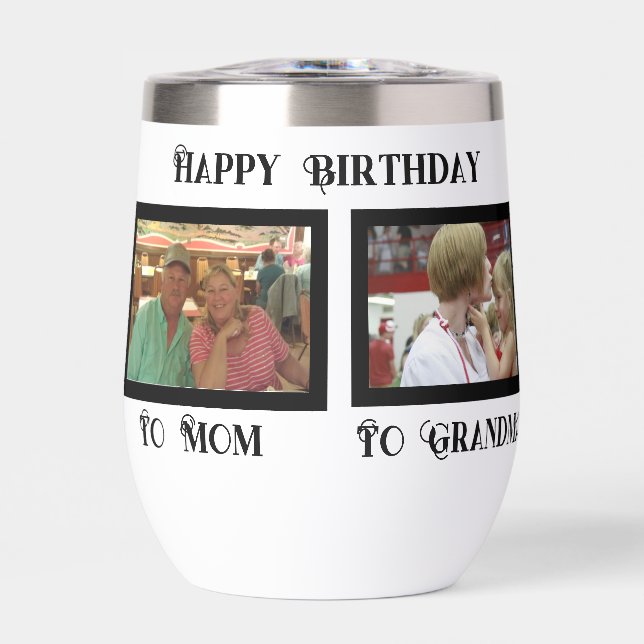 Fröhlicher Geburtstag, stemless Wine Tumbler, (Vorderseite)