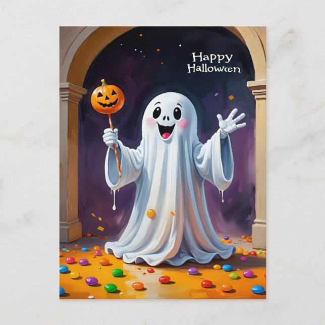 Fröhlicher Geist mit Pumpkin Postkarte (Vorderseite)
