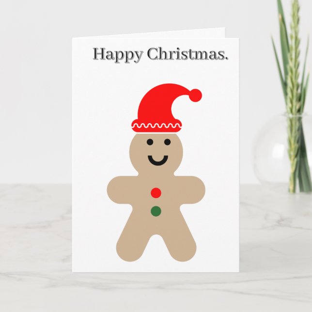 Fröhlicher Gingerbread-Mann Editierbare Weihnachte Karte (Vorderseite)