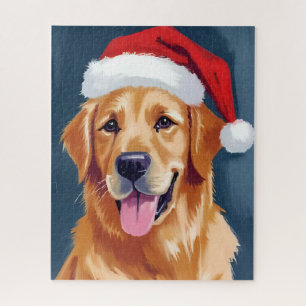Fröhlicher Golden Retriever Weihnachtshund mit S