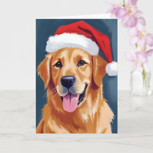 Fröhlicher Golden Retriever Weihnachtshund mit S Karte