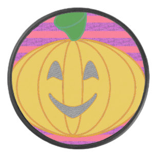 Fröhlicher Großer Moderner Orange Kürbis Halloween Eishockey Puck