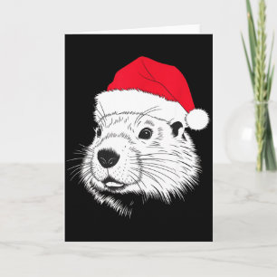 Fröhlicher Groundhog-Weihnachtsmann auf Groundhog- Karte