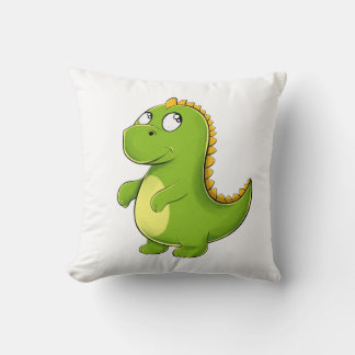 Fröhlicher Grüner Dino Kissen