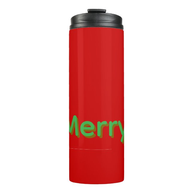 Fröhlicher grüner Name auf Rot Thermosbecher (Vorderseite)