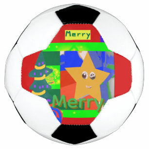 Fröhlicher grüner Name auf rotem Weihnachten Fußball