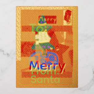 Fröhlicher grüner Name Weihnachten  Folien Feiertagspostkarte