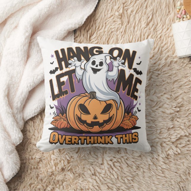 Fröhlicher Halloween-Geist auf einem geschnitzten  Kissen (Decke)