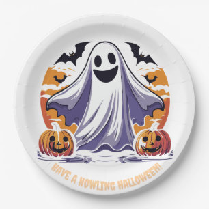 Fröhlicher Halloween-Geist Pappteller