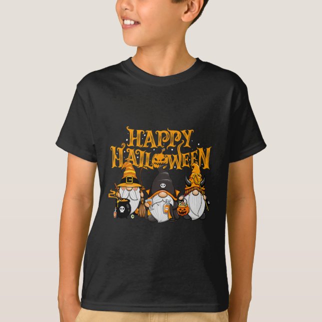 Fröhlicher Halloween Gnomes Herbstpumpenfallen Hol T-Shirt (Vorderseite)