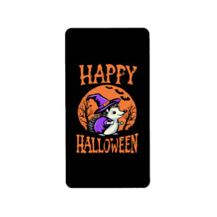 Fröhlicher Halloween Igel Hexe Adressaufkleber