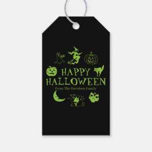 Fröhlicher Halloween-individuelle Name in schwarze Geschenkanhänger