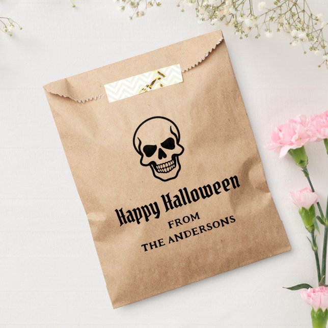 Fröhlicher Halloween-Schädel individuelle Name ode Geschenktütchen (Versiegelt)