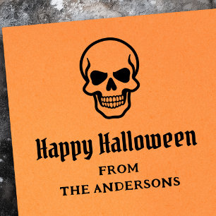 Fröhlicher Halloween-Schädel individuelle Name ode Gummistempel