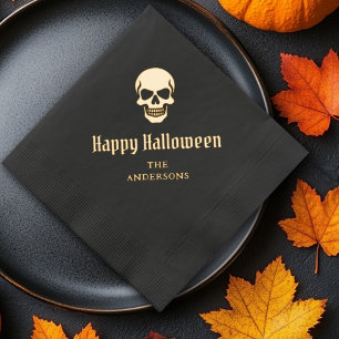 Fröhlicher Halloween-Schädel individuelle Name ode Servietten Mit Folie