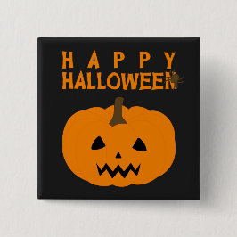 Fröhlicher Halloween Text und Kürbis auf Black But Button