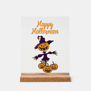 Fröhlicher Halloween Vogelscheuche Acrylschild