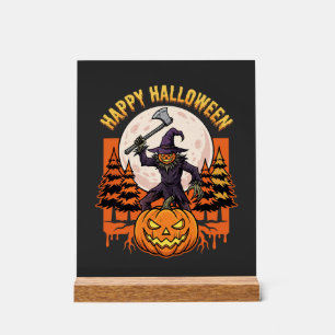 Fröhlicher Halloween-Vogelscheuche-Jack-O-Lantern- Acrylschild