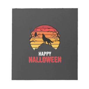 Fröhlicher Halloween-Wolf-Sonnenuntergangs-Vektor Notizblock