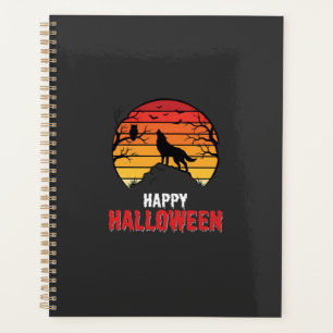 Fröhlicher Halloween-Wolf-Sonnenuntergangs-Vektor Planer