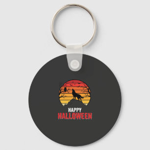 Fröhlicher Halloween-Wolf-Sonnenuntergangs-Vektor Schlüsselanhänger
