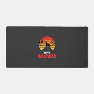 Fröhlicher Halloween-Wolf-Sonnenuntergangs-Vektor Schreibtischunterlage