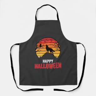 Fröhlicher Halloween-Wolf-Sonnenuntergangs-Vektor Schürze
