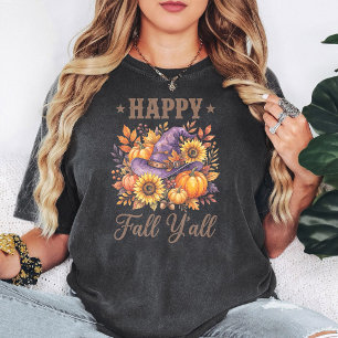 Fröhlicher Herbst euch allen Hexenhut Kürbisse Her T-Shirt
