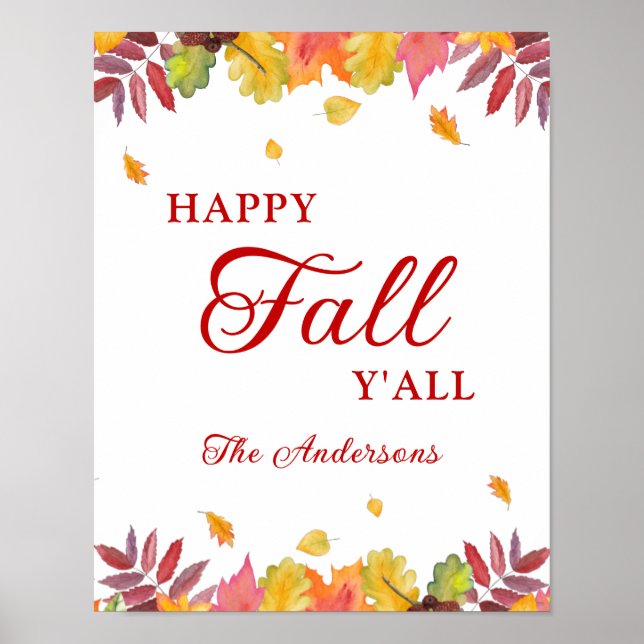 Fröhlicher Herbst für Euch alle Herbstlaub Poster (Vorne)